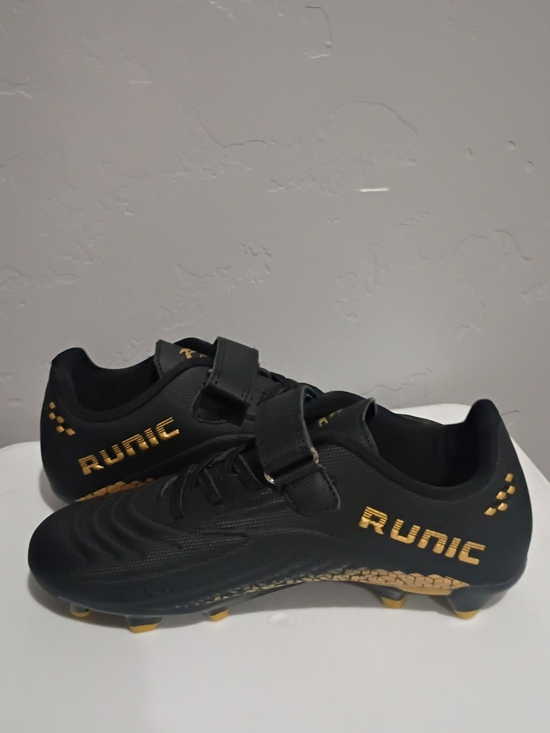 Runic Other - Kids Black and Gold Soccer Cleats